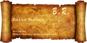 Balla Rufusz névjegykártya